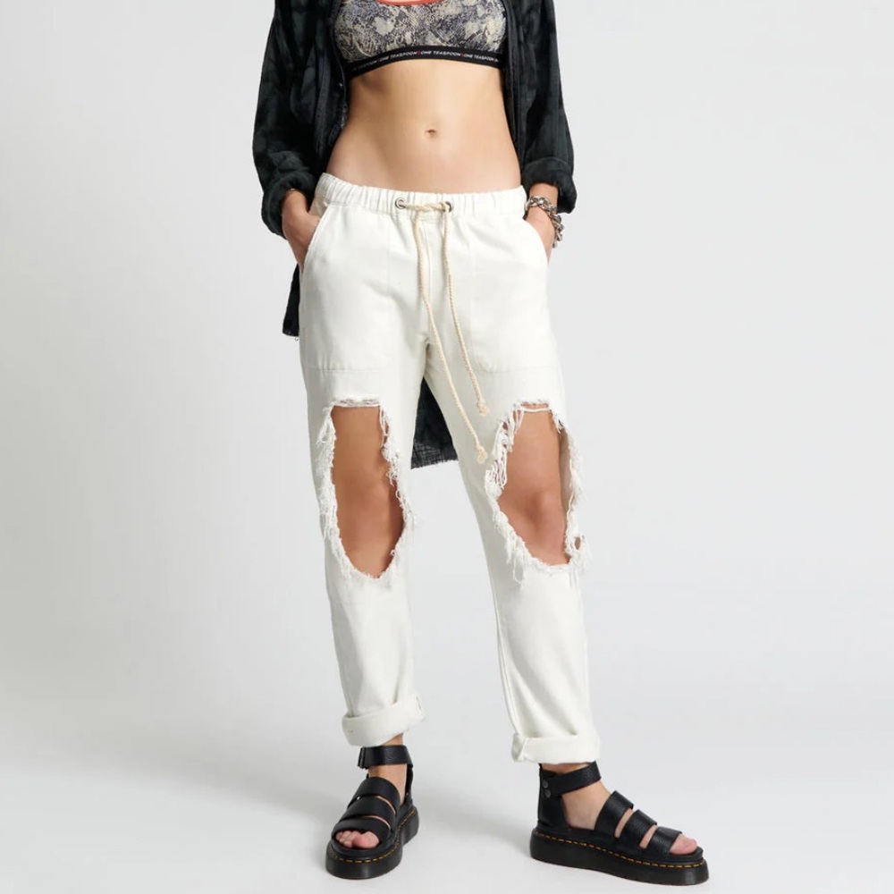 One teaspoon Soft White Shabbies Drawstring Boyfriend Jeans 🆕